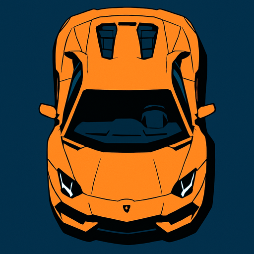 lamborghini üstten çekilmiş.
In-Game asset.  2d.  High contrast.  No shadows