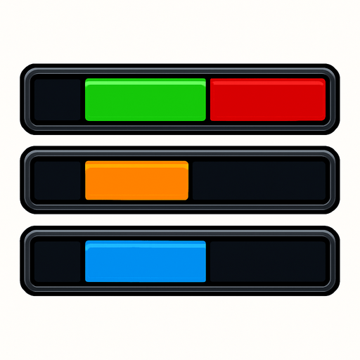 back of Health bars. HD colors. different colors.
In-Game asset.  2d.  High contrast.  No shadows