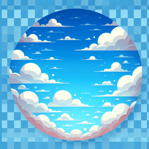 blue sky and with cloud.
Single Game Texture.  In-Game asset.  2d.  Blank background.  High contrast.  No shadows