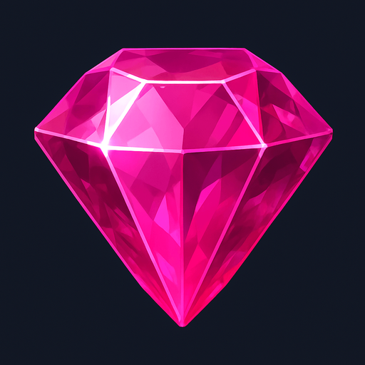 a pink gem realistic.
In-Game asset.  2d.  High contrast.  No shadows