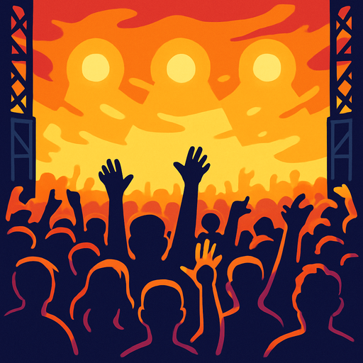 dinleyicelerin olsun kalabalık bir konser ortamı arka plan.
In-Game asset.  2d.  High contrast.  No shadows