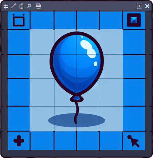 mavi balon.
Single Game Texture.  In-Game asset.  2d.  Blank background.  High contrast.  No shadows