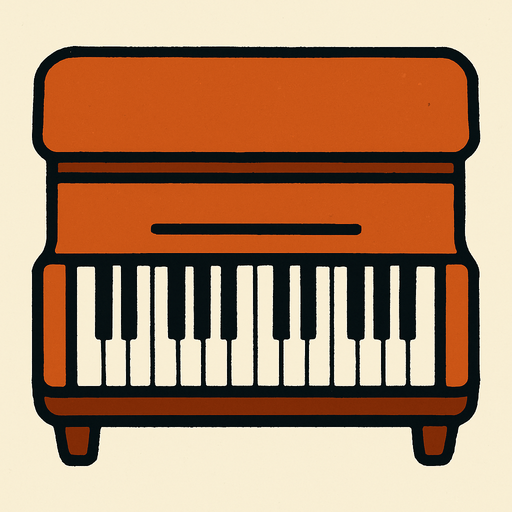 top view piano.
In-Game asset.  2d.  High contrast.  No shadows