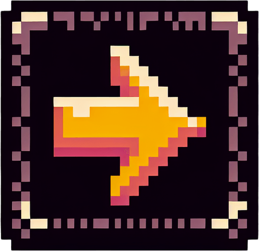 button with an arrow, 8bit pixelart.
Single Game Texture. In-Game asset. 2d. Blank background. High contrast. No shadows.
