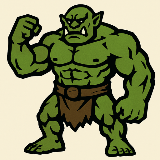 Ogro músculoso y gigante.
In-Game asset.  2d.  High contrast.  No shadows