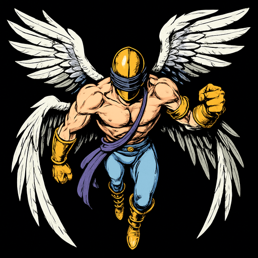 Angemon, visto desde arriba, calidad y detalles altamente épicos..
In-Game asset.  2d.  High contrast.  No shadows