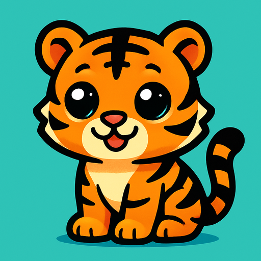Cute tiger.
In-Game asset.  2d.  High contrast.  No shadows