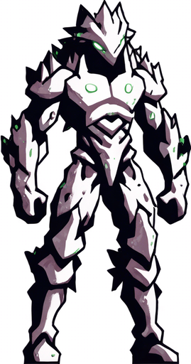 The same character but kneeling and covered in green liquid.