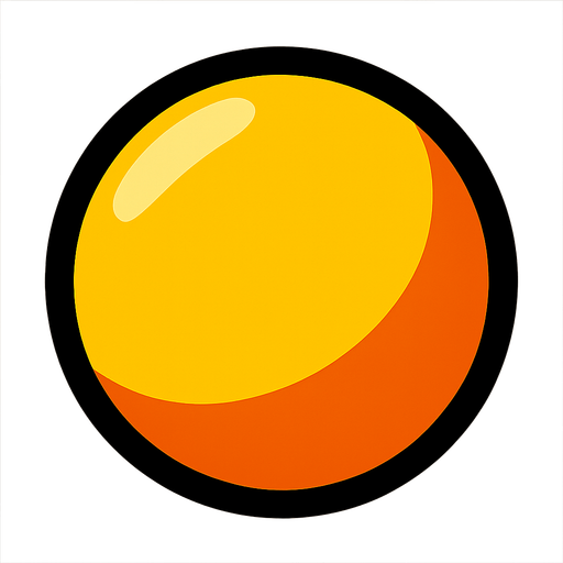 Bola con contorno negro.
In-Game asset.  2d.  High contrast.  No shadows