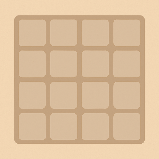Design a background similar to the original 2048 game.

Use a warm, soft beige or light brown tone as the main background.

Include a grid layout with rounded square slots where tiles appear.

Each slot should have a slightly darker shade than the background to show the empty grid clearly.

Keep the overall design minimal, clean, and visually balanced..
In-Game asset.  2d.  High contrast.  No shadows