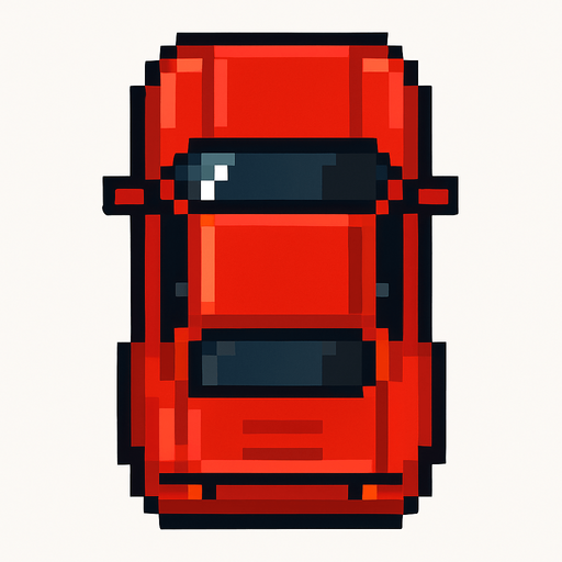 Draw 2d pixel car top view Red..
In-Game asset.  2d.  High contrast.  No shadows