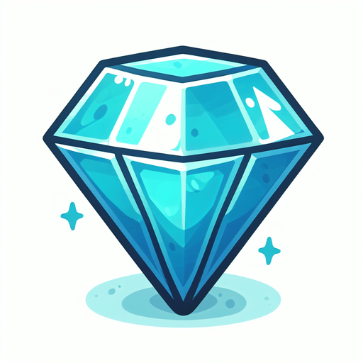 Алмаз, мультяшный.
Single Game Texture.  In-Game asset.  2d.  Blank background.  High contrast.  No shadows