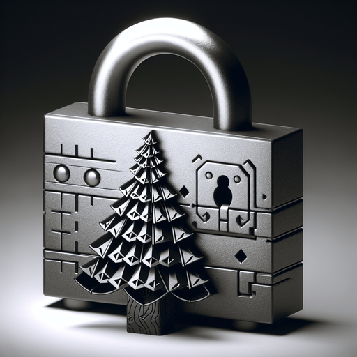 eerie christmas inspired tree lock with a resident evil style.
Single Game Texture. In-Game asset. 2d. Blank background. High contrast. No shadows.