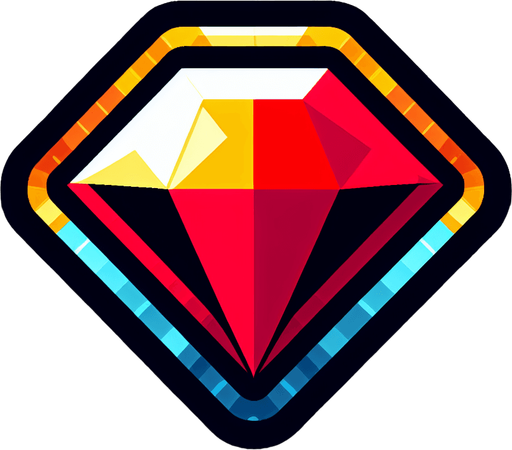 Simple flat icon, 200x200pixels, one bright color diamond with border. No shadows, top down view, transparent background.
Single Game Texture. In-Game asset. 2d. Blank background. High contrast. No shadows.