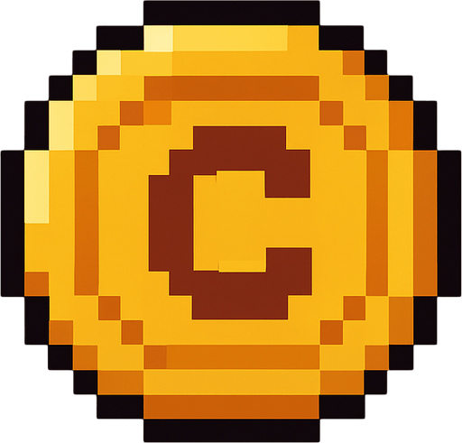 2d pixel art coin.
In-Game asset.  2d.  High contrast.  No shadows