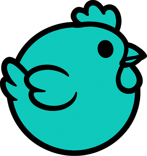 cyan chicken ball.
In-Game asset.  2d.  High contrast.  No shadows