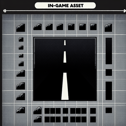Black road.
Single Game Texture. In-Game asset. 2d. Blank background. High contrast. No shadows.