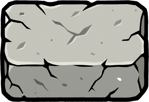 una roca regtangular en 2d de color gris claro.
In-Game asset.  2d.  High contrast.  No shadows