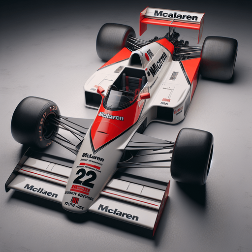 Realistic McLairen MP4/4 F1 race car from 1990. Top view..