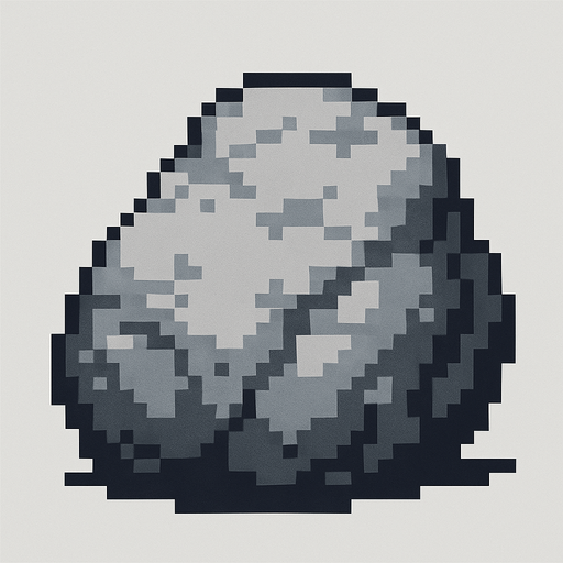 Gray rock (stone) style pixel art.
2d.  High contrast.  No shadows
