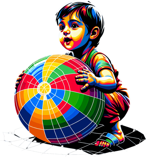 kid with a ball
Single Game Texture.  In-Game asset.  2d.  Blank background.  High contrast.  No shadows
