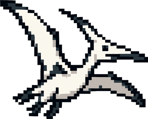 beyaz siyah uçan dinazor kuş.
In-Game asset.  No shadows. pixel