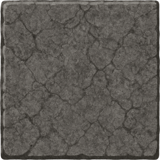 Un cuadrado perfecto, sin ningún contorno, gris y con textura de piedra.
In-Game asset.  2d.  High contrast.  No shadows