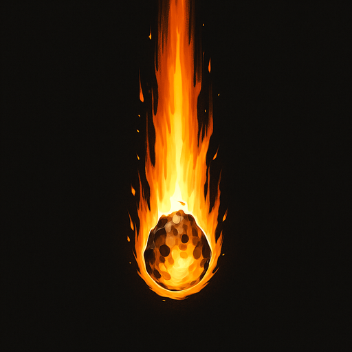 realistic vertical meteor.
In-Game asset.  2d.  High contrast.  No shadows