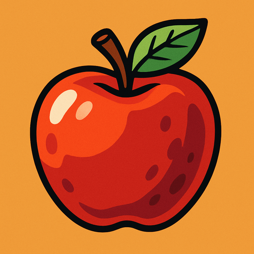 animasyon tarzı bir elma çiz.
In-Game asset.  2d.  High contrast.  No shadows