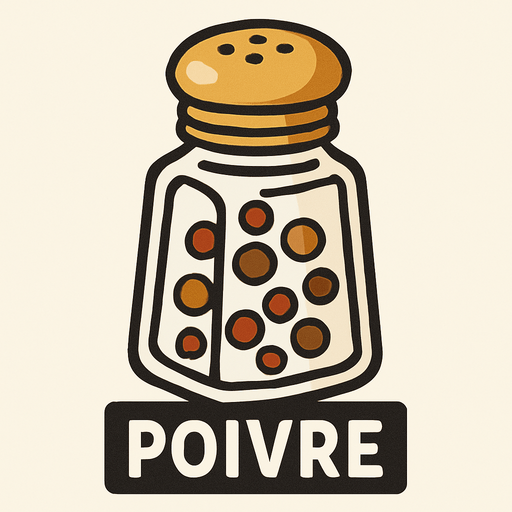 Poivre.
In-Game asset.  2d.  High contrast.  No shadows
