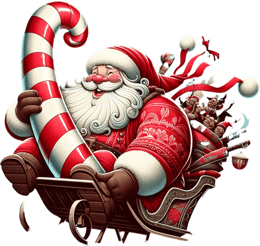 a pergament of a Santa Clause on his sledge with reindeers in the sky. He holds a scepter of candy cane. There is the text: "Click on Santa for a short duration to use the KeeperMode."