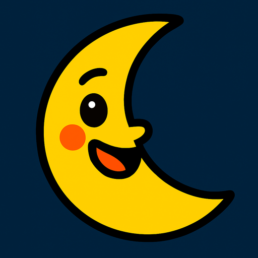 LUna animada.
In-Game asset.  2d.  High contrast.  No shadows