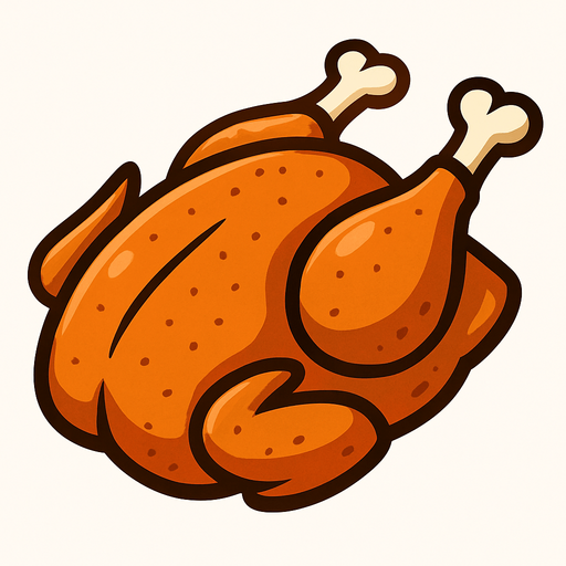 pişmiş tavuk.
In-Game asset.  2d.  High contrast.  No shadows