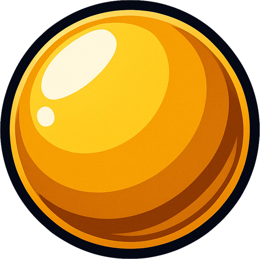 Golden ball.
In-Game asset.  2d.  High contrast.  No shadows