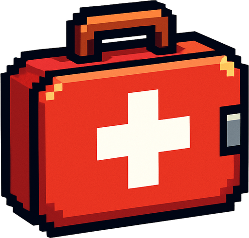 medkit pixel art.
In-Game asset.  2d.  High contrast.  No shadows