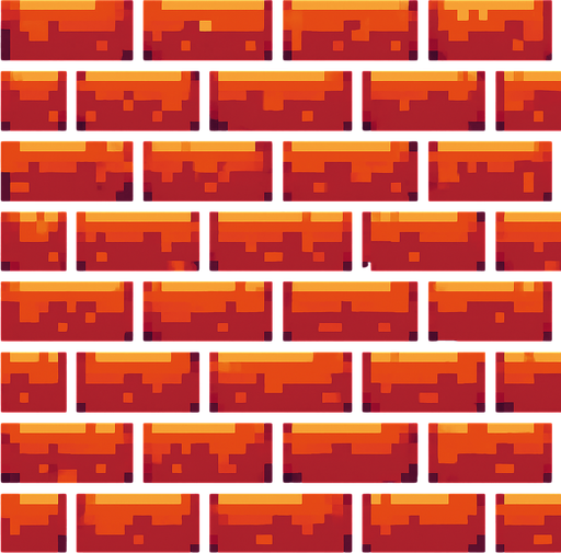 hd çözünrülükte atari tarzı tuğla duvar.
In-Game asset.  2d.  High contrast.  No shadows
