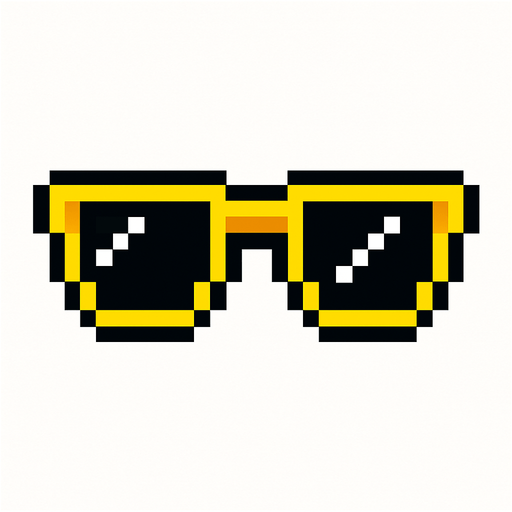 A pixel sunglasses.
In-Game asset.  2d.  High contrast.  No shadows