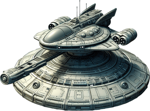 alien ship, flying saucer.
Single Game Texture. In-Game asset. 2d. Blank background. High contrast. No shadows.
