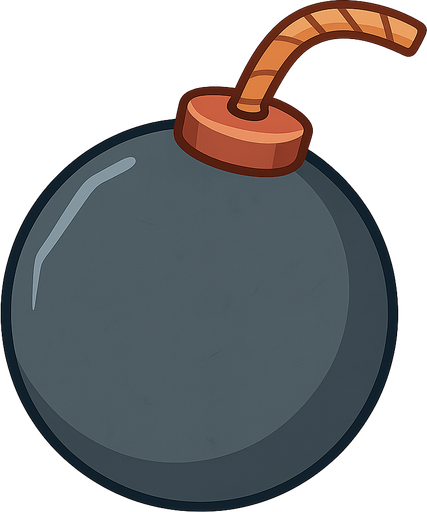 Bomba . No background. Transparent background. Blank background. No shadows. 2d. In-Game asset. flat
