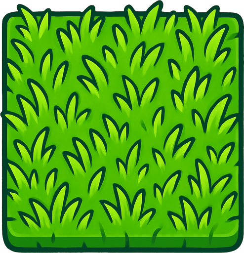 square grass tile on top viewing.
In-Game asset.  2d.  High contrast.  No shadows