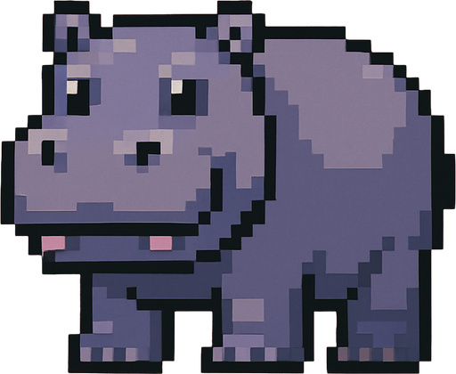Hippo pixel.
In-Game asset.  2d.  High contrast.  No shadows