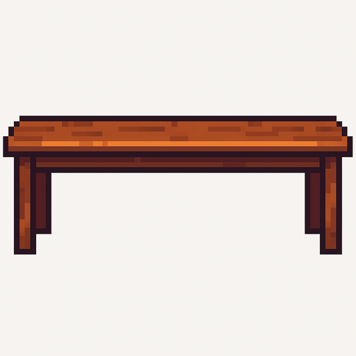 straight and long table.
In-Game asset.  2d.  High contrast.  No shadows. pixel art