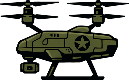 Military quadcopter side view
In-Game asset.  2d.  High contrast.  No shadows