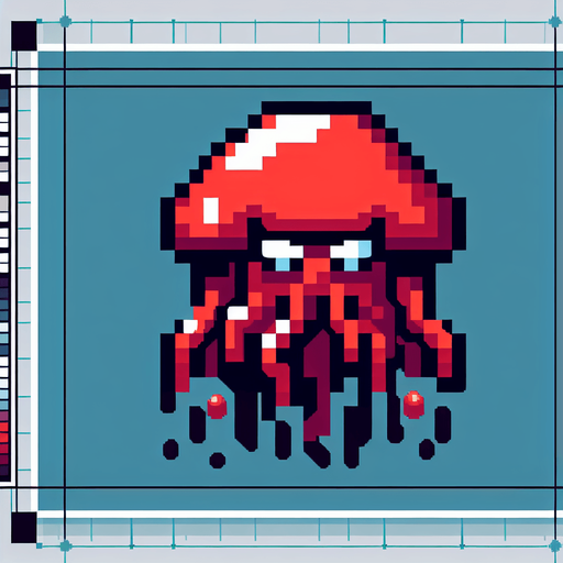 2d 16 bit image  classic image evil
 jellyfish.
Single Game Texture.  In-Game asset.  2d.  Blank background.  High contrast.  No shadows