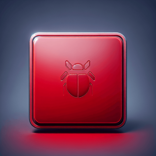 Bug Tile: A clean and sleek square tile with a soft red surface, subtly tinted to evoke a futuristic aesthetic. A barely noticeable, thin red border defines the edges, giving it a polished and minimal appearance. Within the tile, faintly visible and almost imperceptible, is the outline of a bug seen from above, blending seamlessly with the red surface. The design maintains a pristine and subtle aesthetic, representing a hidden bug tile within a computer system.
Single Game Texture. In-Game asset. 2d. Blank background. High contrast. No shadows.