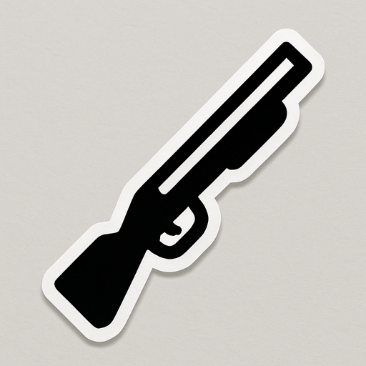 black shotgun icon with white stroke.
In-Game asset.  2d.  High contrast.  No shadows