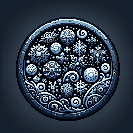 A winter themed button, with no text Single Game Texture. In-Game asset. 2d. Blank background. High contrast. No shadows.
