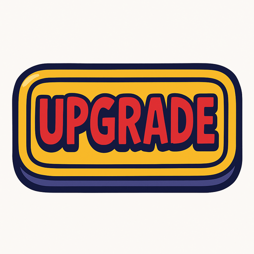 надпись upgrade как красивая кнопка
In-Game asset.  2d.  High contrast.  No shadows. comix