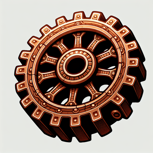 медная шестерня в стиле hand-paint.
Single Game Texture.  In-Game asset.  2d.  Blank background.  High contrast.  No shadows