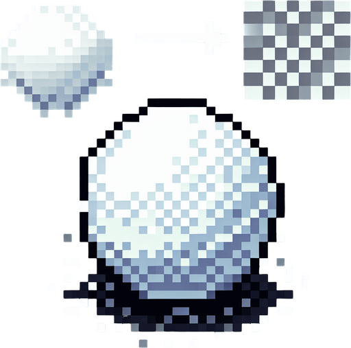 snowball. Single Game Texture. In-Game asset. 2d. Blank background. High contrast. No shadows. pixelated. 8 bit